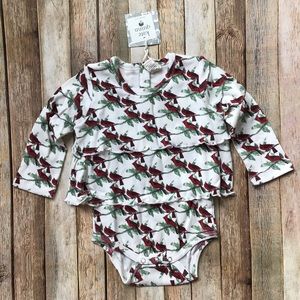 NWT Kate Quinn Cardinal Double Ruffle Dress Bodysuit